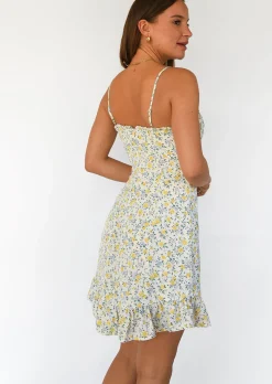 Robes^Outfitbook Robe fleurie à volant BLANC