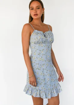 Robes^Outfitbook Robe fleurie à volant BLEU