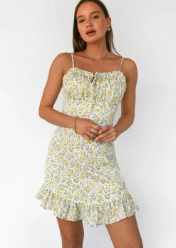 Robes^Outfitbook Robe fleurie à volant BLANC