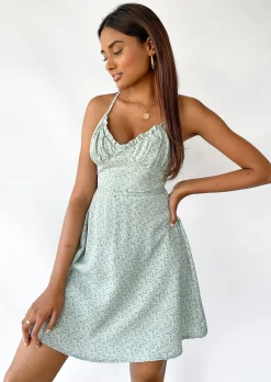 Robes^Outfitbook Robe fleurie dos nu VERT