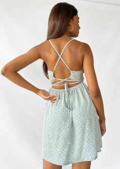 Robes^Outfitbook Robe fleurie dos nu VERT