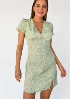 Robes^Outfitbook Robe imprimée fleurie avec fente VERT