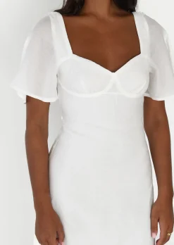 Robes^Outfitbook Robe longue à manche volantée BLANC