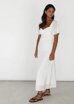 Robes^Outfitbook Robe longue à manche volantée BLANC