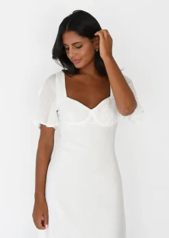 Robes^Outfitbook Robe longue à manche volantée BLANC