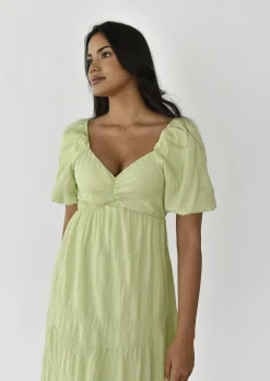 Robes^Outfitbook Robe longue à manches bouffantes VERT