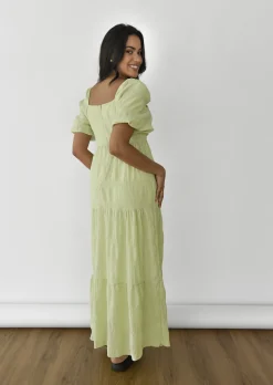 Robes^Outfitbook Robe longue à manches bouffantes VERT