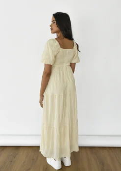 Robes^Outfitbook Robe longue à manches bouffantes BEIGE