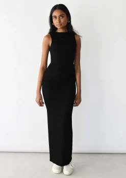 Robes^Outfitbook Robe longue côtelée NOIR