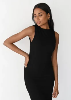 Robes^Outfitbook Robe longue côtelée NOIR