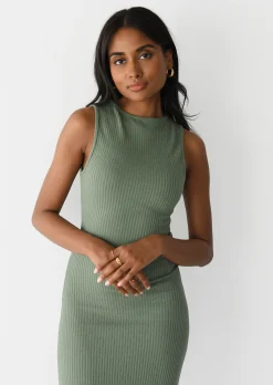 Robes^Outfitbook Robe longue côtelée VERT