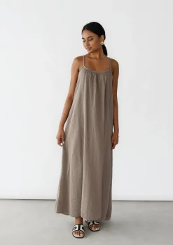 Robes^Outfitbook Robe longue en coton TAUPE