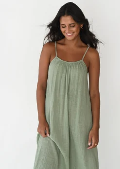 Robes^Outfitbook Robe longue en coton VERT