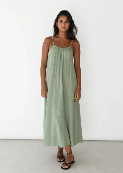 Robes^Outfitbook Robe longue en coton VERT