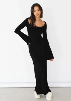 Robes^Outfitbook Robe longue en maille NOIR
