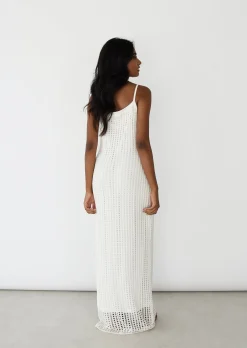 Robes^Outfitbook Robe longue en maille crochet BLANC