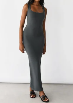 Robes^Outfitbook Robe longue en maille douce GRIS