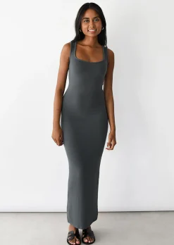 Robes^Outfitbook Robe longue en maille douce GRIS