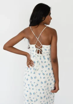 Robes^Outfitbook Robe midi fendue imprimée BLANC