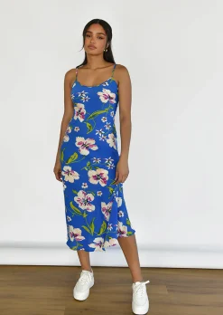 Robes^Outfitbook Robe mi-longue imprimée à dos nu BLEU