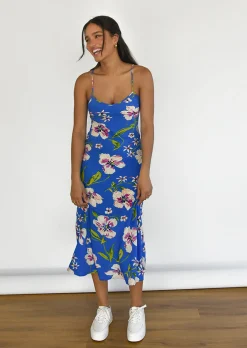 Robes^Outfitbook Robe mi-longue imprimée à dos nu BLEU