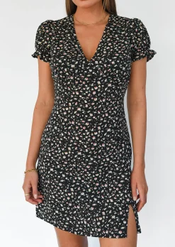 Robes^Outfitbook Robe imprimée fleurie avec fente NOIR