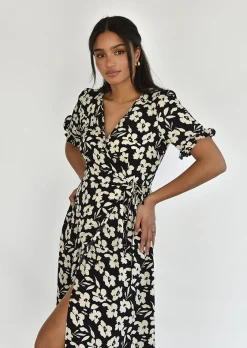 Robes^Outfitbook Robe portefeuille imprimée NOIR