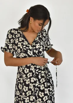Robes^Outfitbook Robe portefeuille imprimée NOIR
