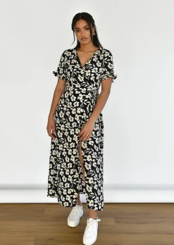 Robes^Outfitbook Robe portefeuille imprimée NOIR