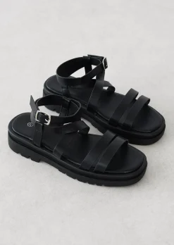 Sandales Plates^Outfitbook Sandales lanières plateforme NOIR