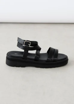 Sandales Plates^Outfitbook Sandales lanières plateforme NOIR