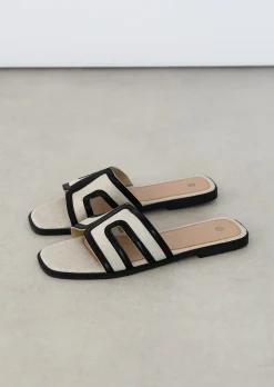 Sandales Plates^Outfitbook Sandales plates tissu NOIR