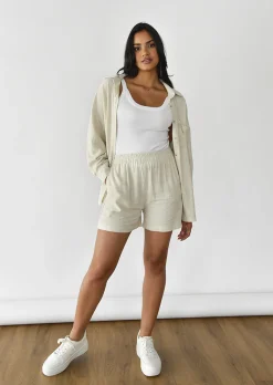 Shorts^Outfitbook Short en lin BEIGE