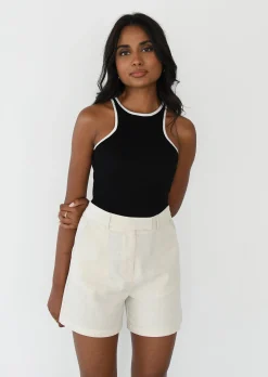 Shorts^Outfitbook Short en lin ajusté BEIGE