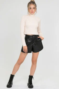 Shorts^Outfitbook Short taille haute en simili cuir NOIR