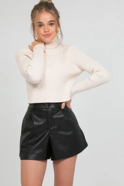 Shorts^Outfitbook Short taille haute en simili cuir NOIR