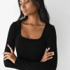 Hauts^Outfitbook Top à encolure carrée NOIR