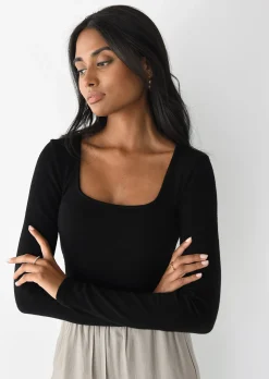 Hauts^Outfitbook Top à encolure carrée NOIR