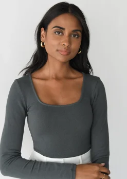 Hauts^Outfitbook Top à encolure carrée GRIS