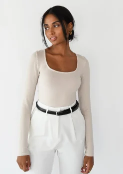 Hauts^Outfitbook Top à encolure carrée BEIGE