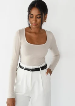 Hauts^Outfitbook Top à encolure carrée BEIGE