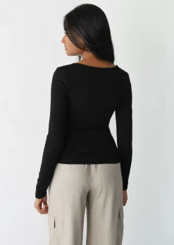 Hauts^Outfitbook Top à encolure carrée NOIR