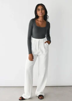 Hauts^Outfitbook Top à encolure carrée GRIS