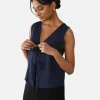 Hauts^Outfitbook Top à nouer en lin mélangé bleu