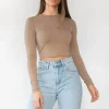Hauts^Outfitbook Top ajusté à manches longues taupe