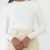 Hauts^Outfitbook Top ajusté à manches longues blanc white