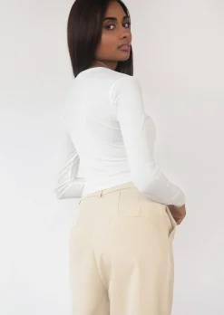 Hauts^Outfitbook Top ajusté à manches longues blanc white