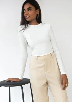 Hauts^Outfitbook Top ajusté à manches longues blanc white