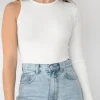 Hauts^Outfitbook Top asymétrique à manche longue blanc white