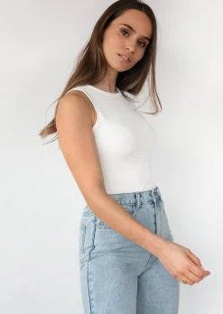 Hauts^Outfitbook Top asymétrique à manche longue blanc white